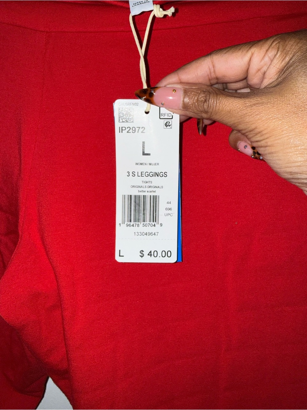 adidas Red Women's Leggings (Size L)